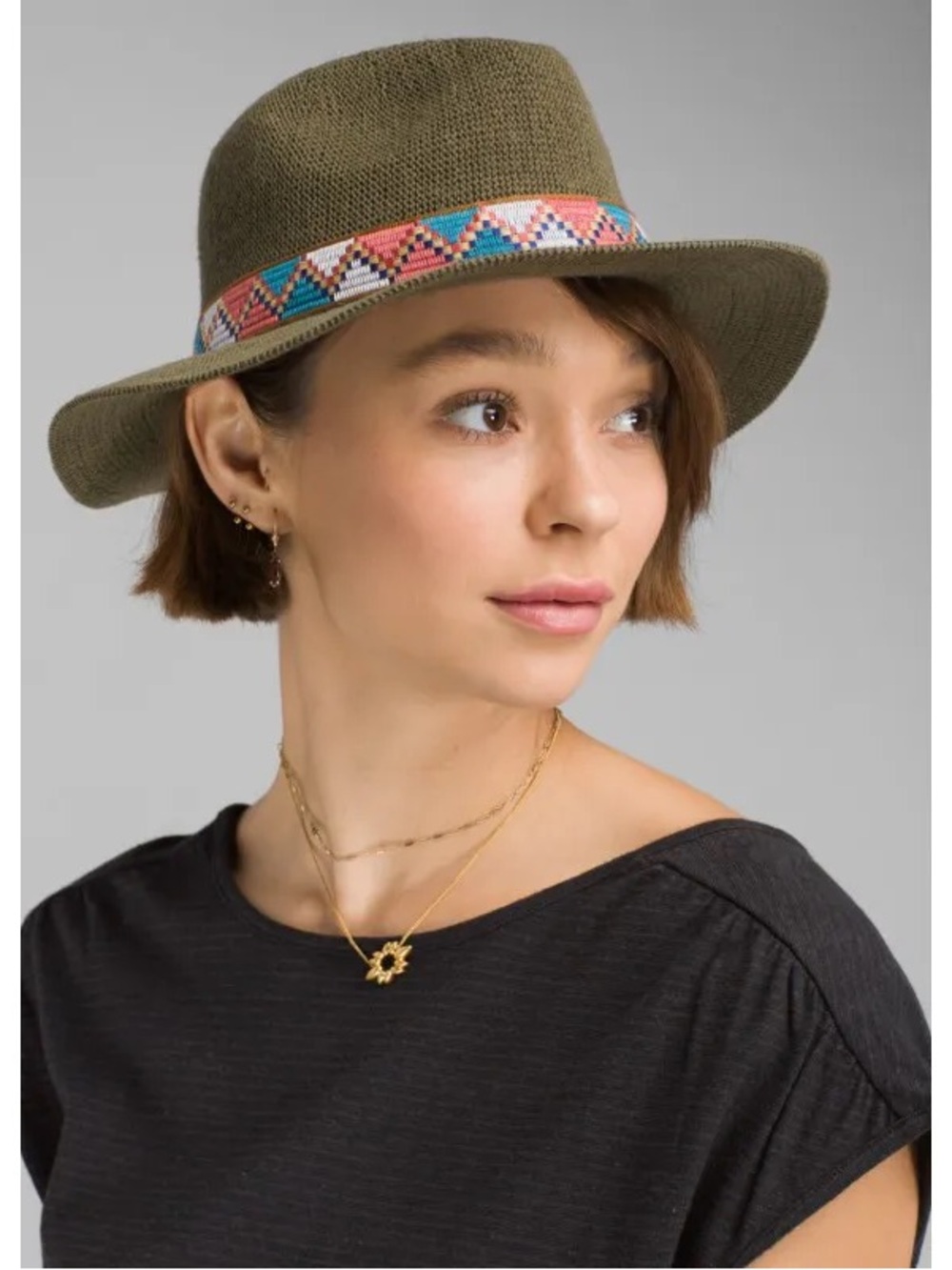 prAna Cybil Knit Fedora Hat Olive Green